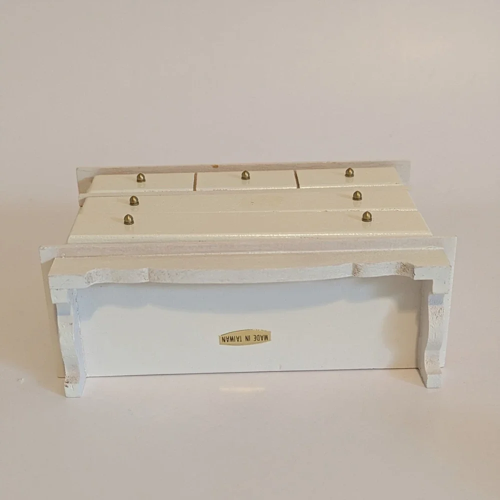 Dollhouse Furniture Baby Changing Table Dresser Upholstered White/Blue